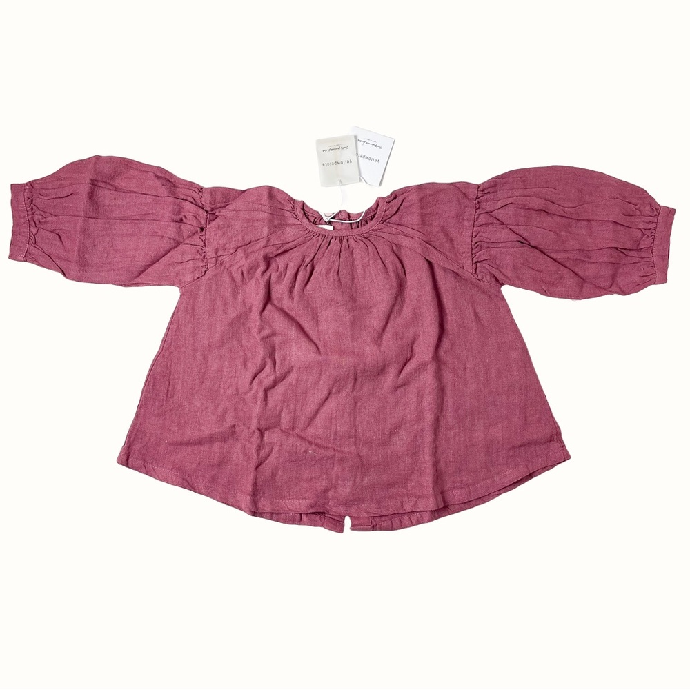 NWT Yellow Pelota Girls’ Linen Blouse in Plum
